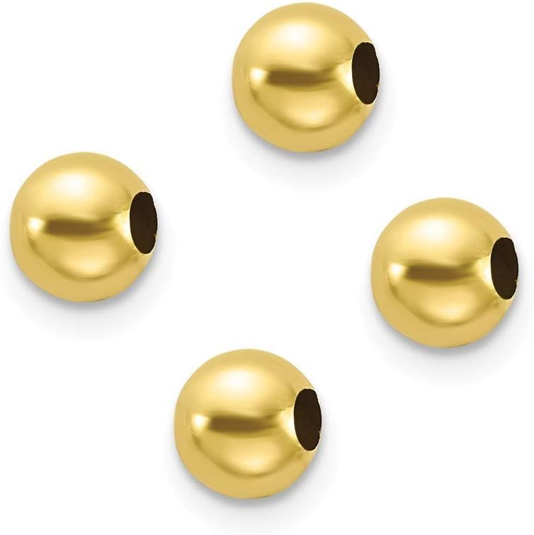 JewelryWeb10k Yellow Gold Polished Set Of 4 4mm Spacer Bead Charm Pendant Necklaces Jewelry for Women