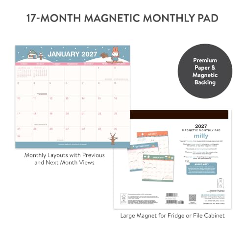 Orange Circle Studio 2027 A Year in Color Magnetic Monthly Calendar Pad, 17-Month Calendar for Office Desk & Refrigerator, Wall Planner, 9.6" x 8.5", Tear-Off Pages, Matte Paper Family Organizer - Image 6