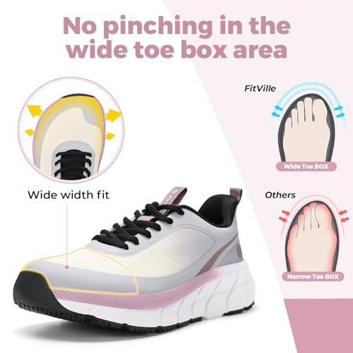 Image of FitVille Wide Toe Box Shoes Women Comfortable Non Slip Wide Walking Shoes Women Swollen Feet Lightweight