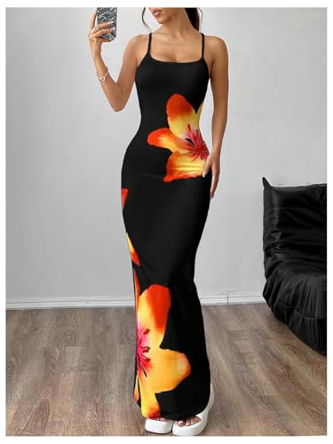 Verdusa Women's Floral Sun Maxi Bodycon Dresse Summer Starfish Dress White3