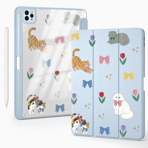 Étui iPad 2025 protégeant des rayures coque arrière bleu transparent