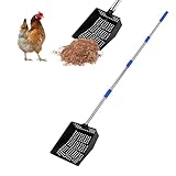 Pala grande para caca de pollo, rastrillo de gallinero con mango largo (40 1/2 pulgadas).