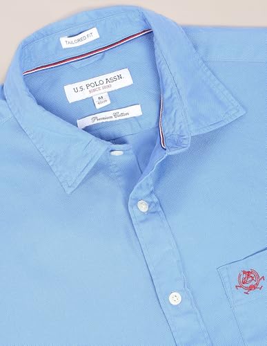 Image of U.S. Polo ASSN. Men's Solid Spread Collar Premium Cotton Dobby Tailored Fit Shirt