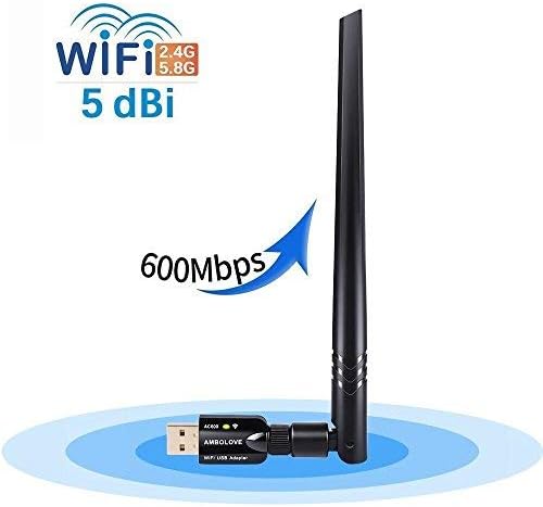 AMBOLOVE 1200M USB WIFI Adapter, Removable Antenna 5DBi Dual Band Wireless Wlan Stick for all Windows, Mac and Linux systems (5 DBi-600M)