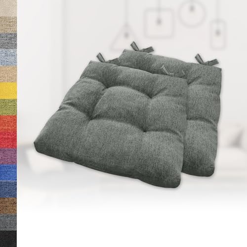 2�Z�b�g Sitzkissen 100x100x8cm Bequeme Stuhlkissen mit Bindebandern Polsterauflage fur Gartenstuhl Kuche oder Esszimmer Quadrat Gr