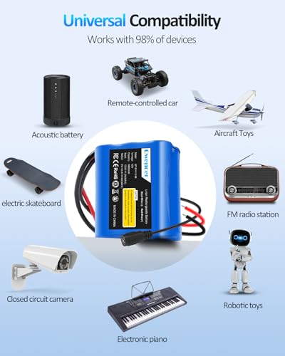 Image of 5800mAh 12V Lithium Battery, 12V Battery Pack with 12 Volt Battery Charger and Bare Leads Wire, 12Volt Rechargeable Battery for 12 Volt Devices RC Car, Boat, Robot, DIY, LED Light Strip, CCTV Camera