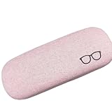 Estojos para óculos, capa rígida, protetor de linho, grande, estojo de óculos portátil para homens e mulheres, rosa, tamanho �nico
