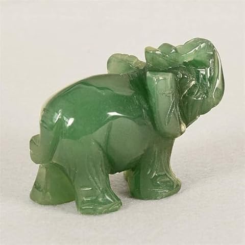 Pchnfei Elephant Ornament, Elephant Statue, Jade Stone Handcraft Natural Green Jade Stone Elephant Statue Decor Toys Cover