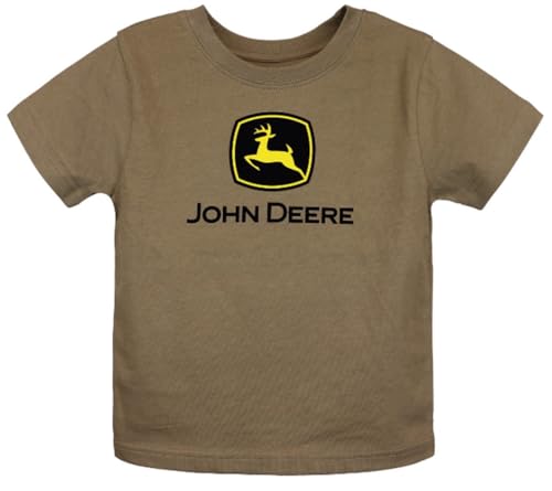 John Deere Trademark Logo Short Sleeve T-Shirt Gray, Brown, Ombre Blue T-Shirt Sizes 5, 6, 7 (US, Age, 5 Years, Construction Brown)