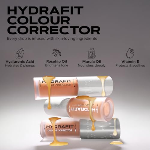 Image of SIMPLYNAM Hydrafit - Full Coverage Color Corrector | Neutralizes Dark Circles, Pigmentation, Redness & Acne Scars | Lightweight, Buildable, Crease-Resistant Formula with Hyaluronic Acid, Rosehip & Marula Oil | Apricot