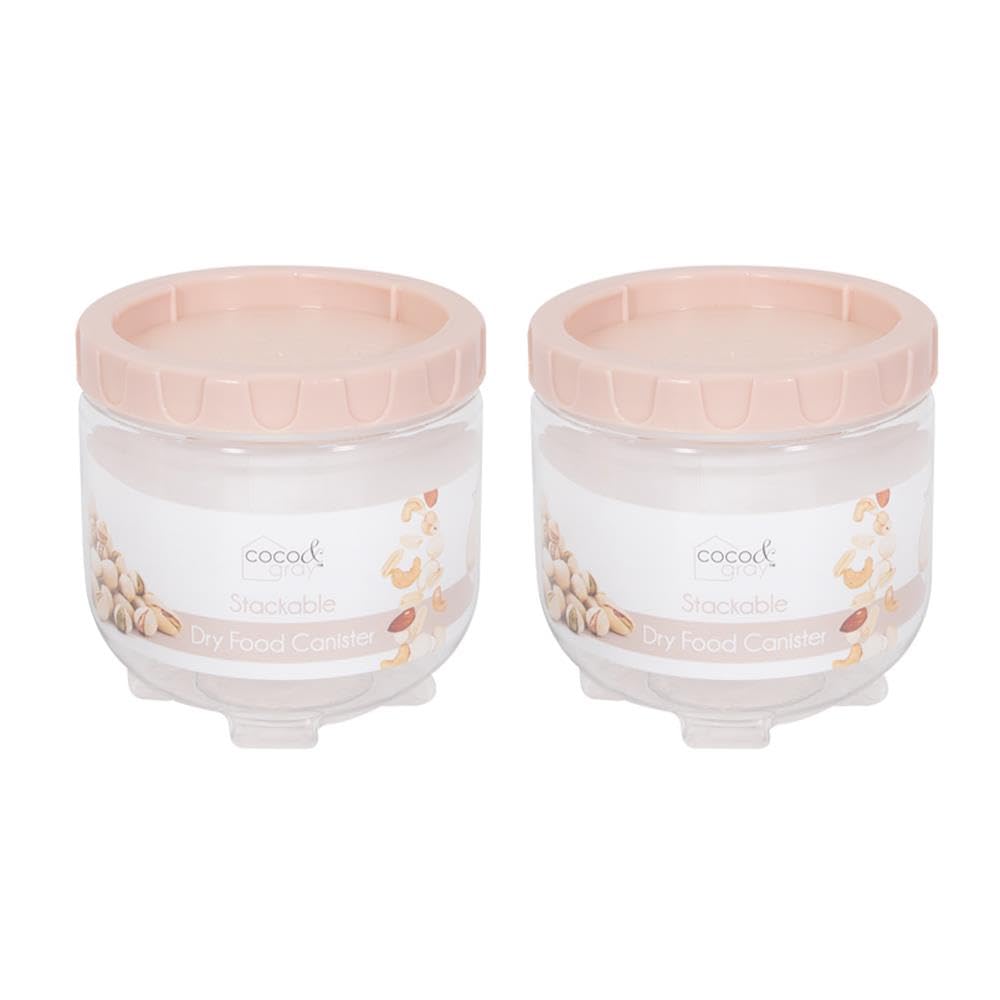 YöL Pack of 2 710ml Stackable Dry Food Storage Canisters Tub Kitchen Container Freezer Safe