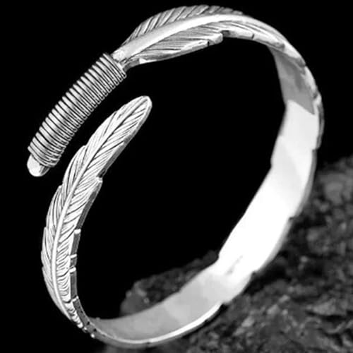 Pulsera de acero inoxidable con diseño étnico de pluma miniatura 7