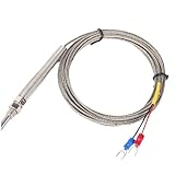 M8 Thread K Type Thermocouple Probe Industrial Stainless Steel Temperature Sensor Metal Braided Shielded Cable for Automation(5-200mm-2m)