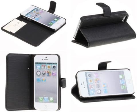 Neewer PU Leather Wallet Case Pouch Flip Stand Case Cover for Apple iPhone 5,5S,5C(Black)