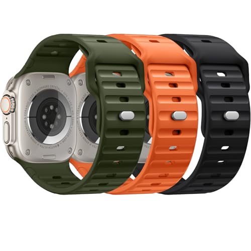 Bandletic Compatible with Apple Watch Ultra 2 Band/Apple Watch Ultra Band, Compatible with Apple Watch Bands for Men 49mm 45mm 44mm 42mm,Silicone Sport Bands for iWatch Ultra Series SE 9 8 7 6 5 4 3