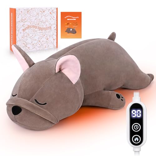 Bouledogue français Coussin chauffant en peluche pour soulager la douleur, coussin chauffant unisexe pour crampes - Coussin chauffant en peluche pour cou, épaules et...