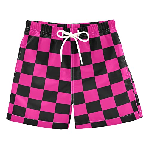 Black Deep Checkerboard Boys Swim Trunks Squares Plaid Toddler Beach Board Shorts Baby Summer Bathing Suit XS