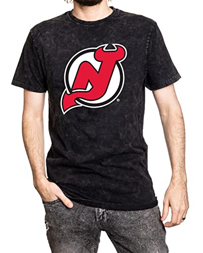 Calhoun NHL Surf & Skate Men's Garment Dyed Vintage T-Shirt (New Jersey Devils, X-Large)