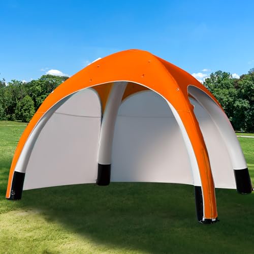 GR8FUN Inflatable Canopy Tent 10x10Ft Orange 2 Removable Sun Curtains & Air Pump Included Portable Airtight Sun Shelter Canopy for Outdoor Events Trade Shows