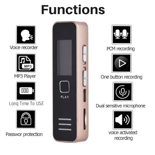 Image of DDLC 32GB Mini Digital Voice Recorder Memory | Voice Activated | Professional Audio MP3 Player Recording Device with Microphone | LCD Display, USB 2.0