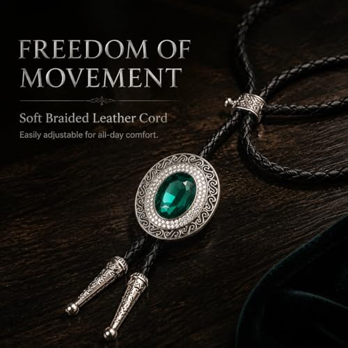 Image of Western Bolo Tie Cowboy Bolo Ties Rhinestone Necklace Bola Tie for Men Women