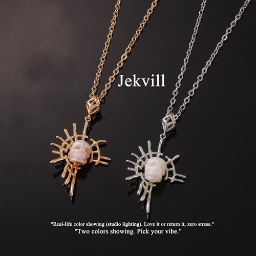 Gothic Y Necklace -Snake Chain with Skull Pendant, chokers necklace for women，Natural freshwater pearl necklace, Gothic gifts for Women，Vampire Necklaces Halloween Christmas Jewelry Gift for Women4