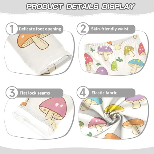 Colorful Mushroom Girls Leggings Ultra Soft Compression Yoga Gym Pants for Kids 4-10T3