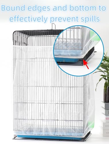 Image of Bird Cage Seed Catcher, Suitable for Ranging from 39 to 71 Inches, Stretchy Form Fitting Mesh Skirt Cover for Parrot Enclosures, Parakeet Cage, Bird Cage Accessories, Small Bird Cage