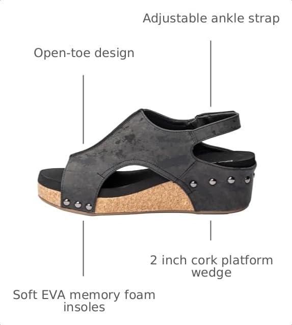 Image of Corkys Footwear Volta Wedge - Chic Elegance Meets All-Year Comfort with a 2-Inch Cork Heel and Marshmallow Insole for Stylish Everyday Wear and All-Day Comfort
