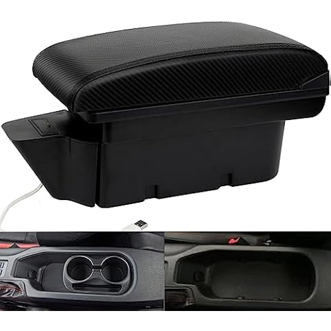 HRCHCG Consoles Armrest for Toyota 86 GT86 / Subaru BRZ Center Dual Storage Box for Scion FR-S 2012-2020 (Carbon Fiber Pattern - Black) Cover