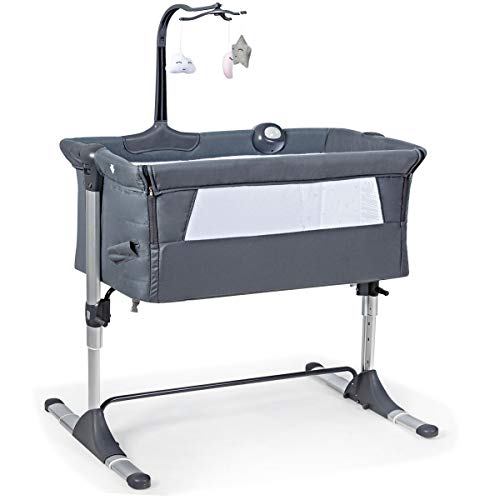 Costway Cuna Para Bebé Cuna De Colecho Inclinación Y Altura Regulables Con Cama Lateral Con Juguete Colgante Cama Para Bebé Para Dormitorio Sala Y Viaje Gris Costway Cuna Para Bebé Cuna De Colecho Inclinación Y Altura Regulables Con Cama Lateral Con Juguete Colgante Cama Para Bebé Para Dormitorio Sala Y Viaje Gris