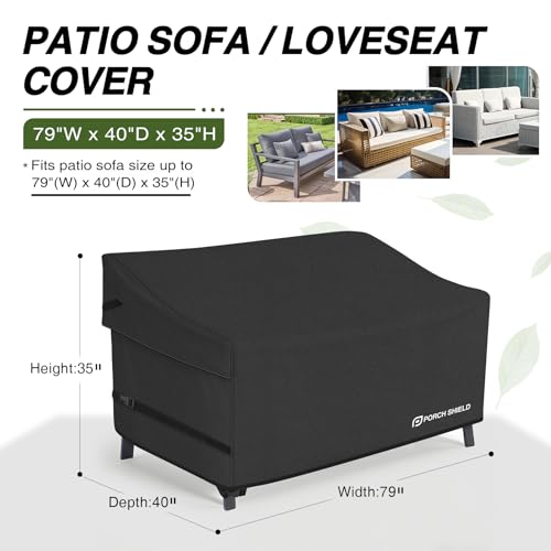 Porch Shield Waterproof Outdoor Sofa Cover 79W x 40D x 35H inch, Black by Porch Shield - Image 2