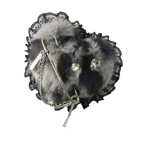 毛皮のようなバレットキッドヘアピンスブローチヘアバレット女性のための女の子ラインストーンと大きなハートヘアクリップハート