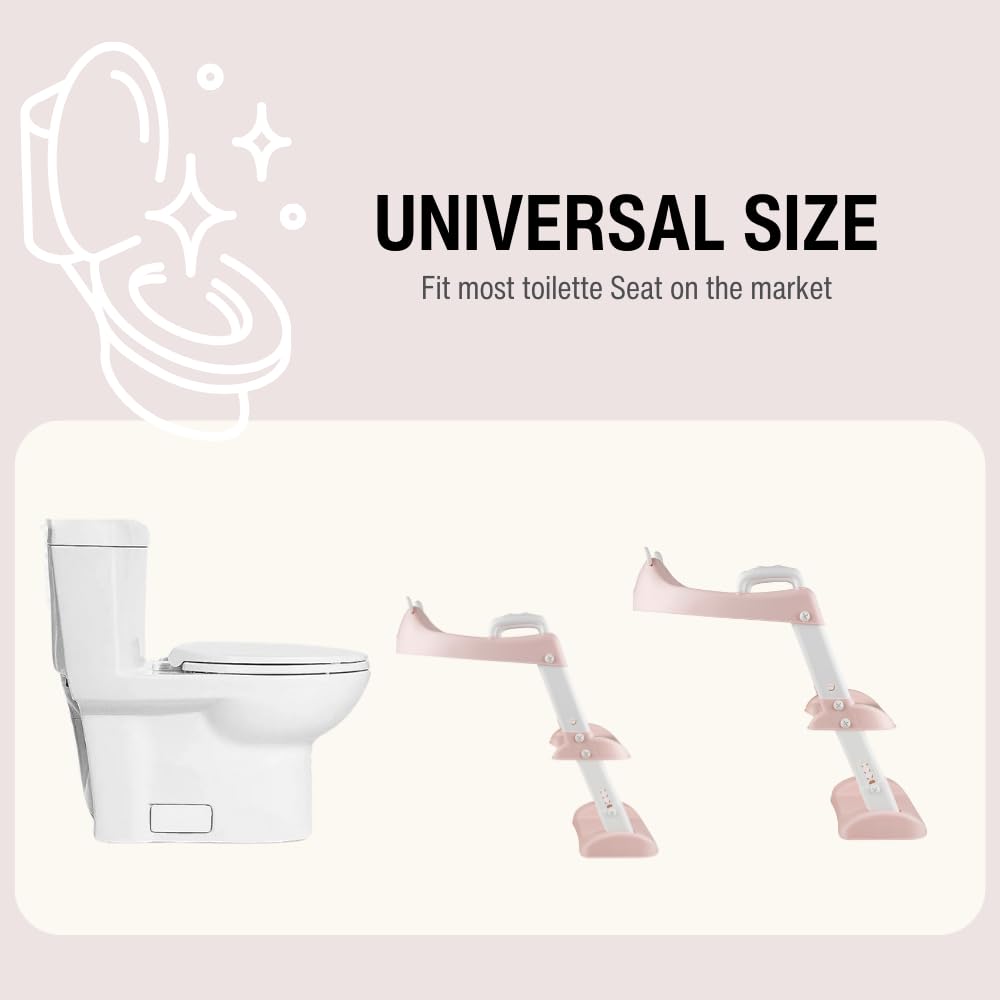 PandaEar Vasino per WC con scaletta, comodo e sicuro, con piedini antiscivolo, per bambini, ragazzi, ragazze e bambini (rosa)