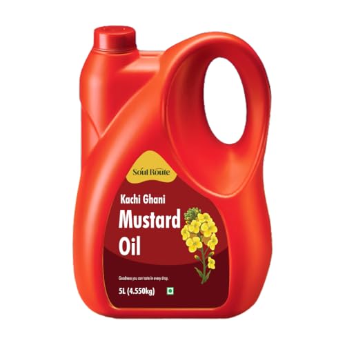Image of SoulRoute Kachi Ghani Mustard Oil 5 Litre | Pure Sarson Tel Cooking Oil | Rich in MUFA & Vitamin E | 0% Cholesterol | Strong Aroma Mustard Oil for Indian Cooking & Traditional Recipes