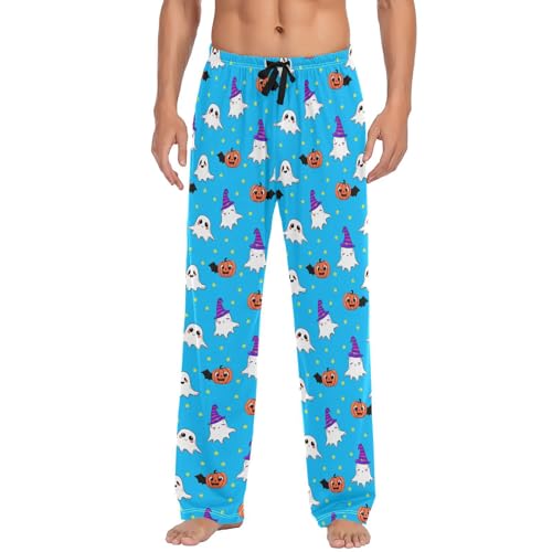 Men’s Halloween Cartoon Pajama Pants with Pockets, Comfortable Lounge Sleep Bottoms#237