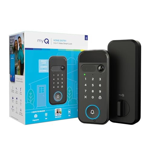 myQ Secure View™ 3-in-1 Smart Lock with 2K HDR Video Doorbell Camera, Face Access, Fingerprint...