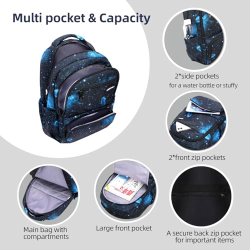 MITOWERMI Kids Backpack for Boys Girls Elementary School Backpacks Boys Children Bookbags Primary Kindergarten Backpack Galaxy Black Blue by MITOWERMI - Used condition - Image 4