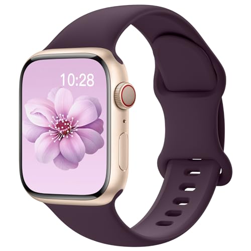 Image of Sport Silicone Band Compatible with Apple Watch Bands 40mm 38mm 41mm 44mm 45mm 42mm 49mm Women Men,Soft Wristband Waterproof Replacement Sport Strap for iWatch Bands Series 9 8 7 6 5 4 3 2 1 SE Ultra