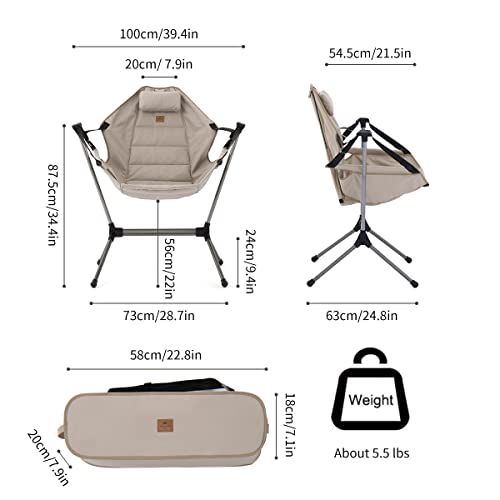 Naturehike Yl11 Hammock Camping Chair, Swinging Recliner Chair With Headrest & Carry Bag, Supports 330Lbs, Portable Folding Rocking Chair For Camping Picnic Hiking Backyard #TOP1