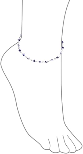 Miniatura 3 de Amuleto de protección turco multicolor azul marino, pulsera de tobillo delgada de ojo malvado de ojos para mujeres y adolescentes, chapado en oro