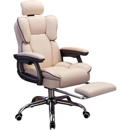 Krzesło biurkowe Premium Comfort, regulowany zagłówek Krzesło do gier/biurowe z krętlikiem i kółkami do domowych miejsc pracy (Beige)