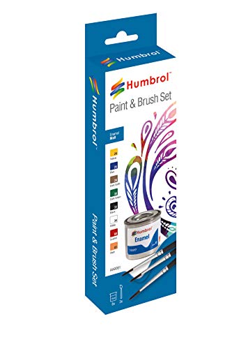 Humbrol AA9061 Enamel Paint and Brush Matt Set - 8 x 14ml 3 x Brush