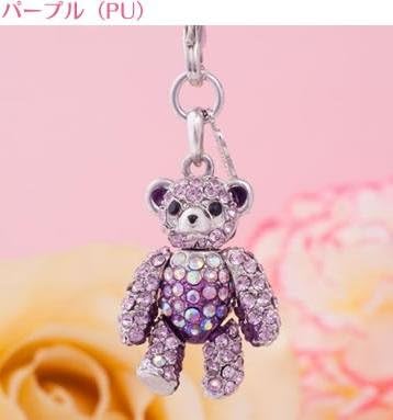 Amazon クリスタル テディベア ストラップ セオドア ルーズベルト協会公認 パープル 生活雑貨 通販