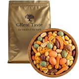 Nussmischung 1250g – mit geräucherten Mandeln, Teigmantel-Erdnüssen, Wasabi-Erdnüssen, Reiscrackern & Barbecue Mais – Premium Qualität – GReat Taste the wealth of the earth