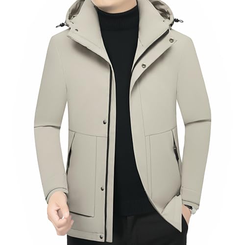 Parka de invierno para hombre de mediana edad con capucha ajustable 6