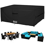 Dokon Garden Furniture Covers Waterproof Upgrade 420D Oxford Fabric Cube Patio Set Cover Weatherproof Winter Outdoor Table and Chair Cover with Air Vents, Multi-size (270x210x90cm)