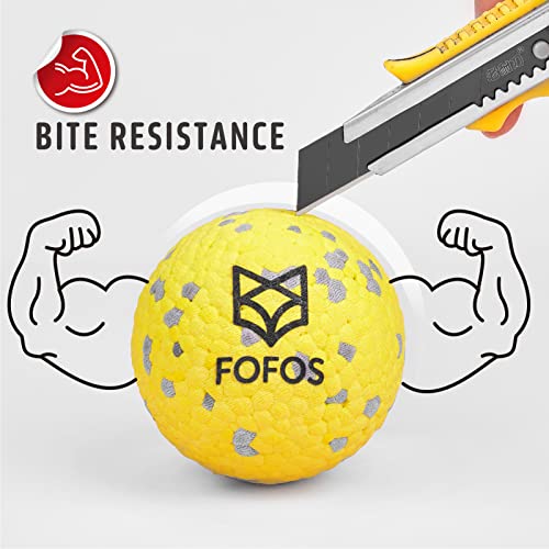 Image of FOFOS Dog Balls Tennis Balls Dog Chew Toys for Aggressive Chewers ETPU 4Pcs | Indestructible Dog Balls Teething Dog Chew Toys Floating Water Balls Interactive Fetch Ball Gift for Small Large Medium Dogs