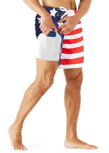 URBEST Men's Swim Trunks with Compression Liner Quick Dry Beach Shorts with Pockets for Beach and Swimming