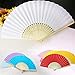 Folding Fan Hand Held Fan Folding Paper Fan Summer Pattern Folding Dance Wedding Party Lace Silk Folding Hand Held Solid Color Fan Handmade Decorative Accessories (Color : Orange)